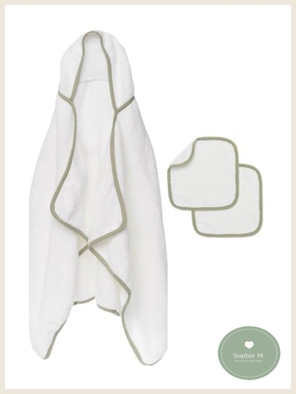Organic Cotton Hooded Baby Towel & Washcloth Set 46x27